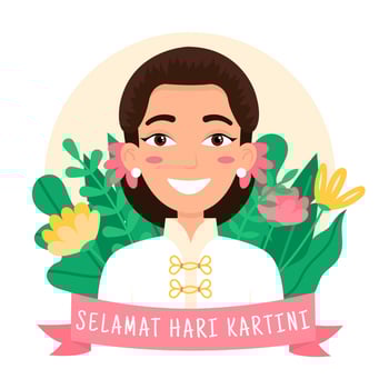 Selamat Hari Kartini. Happy Kartini Day. Indonesian hero who fought for women's rights and female education. vector