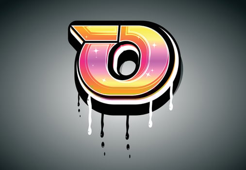 3D O Letter graffiti with drip effect vector