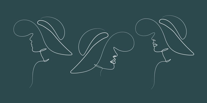 Female Elegant Woman With a Hat Digital Illustration One Line Art Collection vector