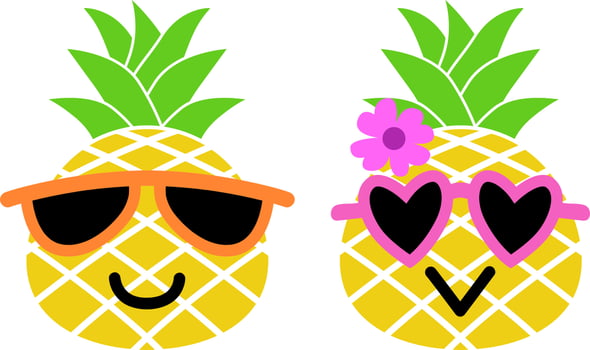 Summer Pineapple vector Bundle, Pineapple Fruit with Sunglasses, Kids, Boy and Girl
