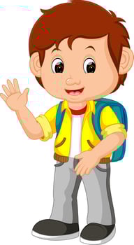 Cute boy go to school vector