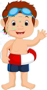 boy swimming cartoon vector