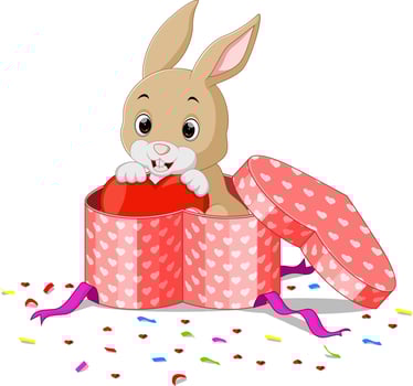 rabbit cartoon with love vector