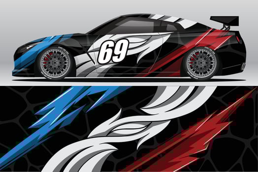 Abstract Race car wrap sticker design and sports background for daily use racing livery or car vinyl stickers vector