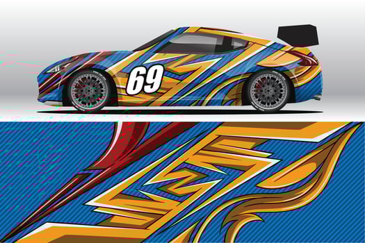 Abstract Race car wrap sticker design and sports background for daily use racing livery or car vinyl stickers vector