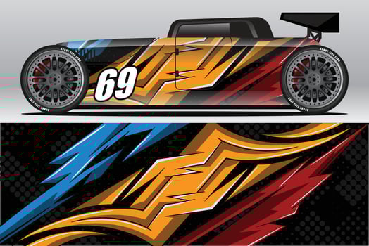 Abstract Race car wrap sticker design and sports background for daily use racing livery or car vinyl stickers vector