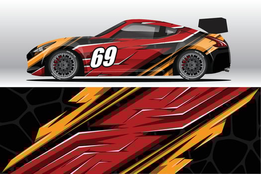 Abstract Race car wrap sticker design and sports background for daily use racing livery or car vinyl stickers vector