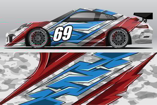 Abstract Race car wrap sticker design and sports background for daily use racing livery or car vinyl stickers vector