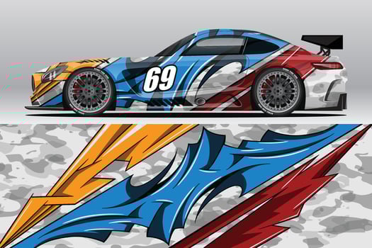 Abstract Race car wrap sticker design and sports background for daily use racing livery or car vinyl stickers vector