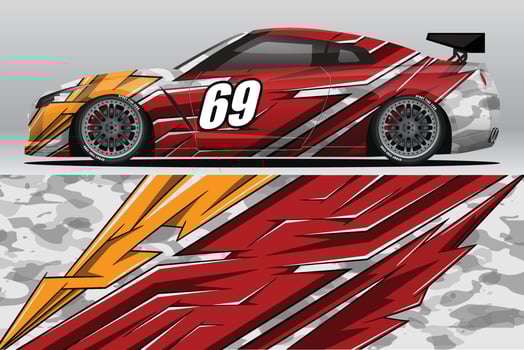 Abstract Race car wrap sticker design and sports background for daily use racing livery or car vinyl stickers vector