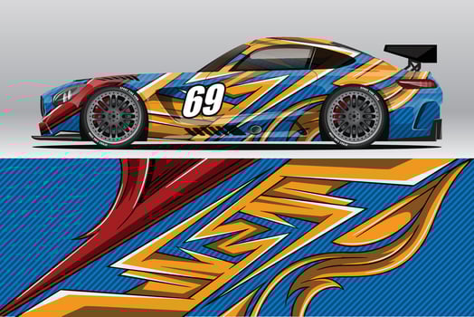 Abstract Race car wrap sticker design and sports background for daily use racing livery or car vinyl stickers vector