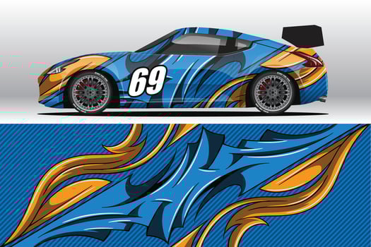 Abstract Race car wrap sticker design and sports background for daily use racing livery or car vinyl stickers vector
