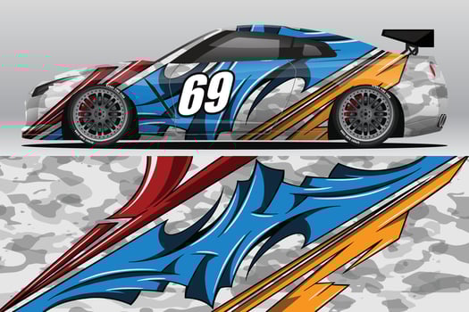 Abstract Race car wrap sticker design and sports background for daily use racing livery or car vinyl stickers vector