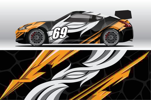 Abstract Race car wrap sticker design and sports background for daily use racing livery or car vinyl stickers vector