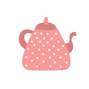 Kettle - hand drawn vector doodle illustration. Cartoon pot on white