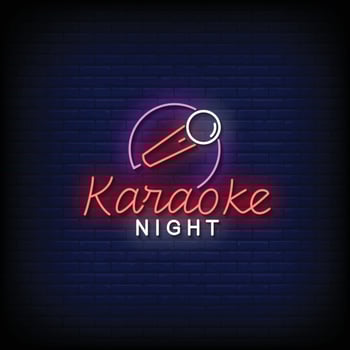 Karaoke Night Neon Sign On Brick Wall Background Vector