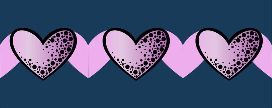 Seamless border, Pink hearts with texture on a dark background vector