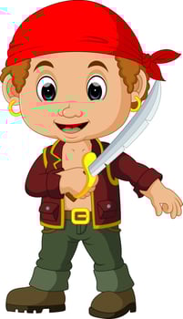 Cartoon pirate holding a sword vector