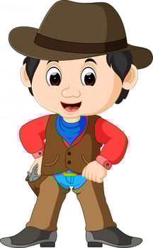 Funny cartoon cowboy vector