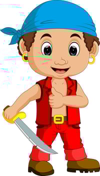 Cartoon pirate holding a sword vector