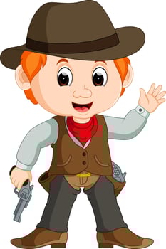 Funny cartoon cowboy vector