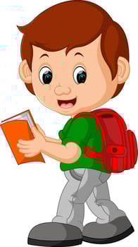 kids Boy with backpacks vector