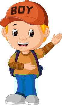 kids Boy with backpacks vector