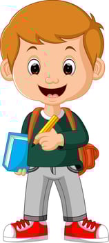 Boy with backpacks cartoon vector