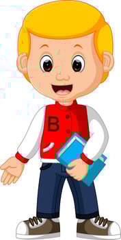 kids boy carrying book cartoon vector
