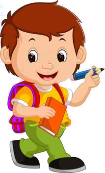 Boy with backpacks cartoon vector