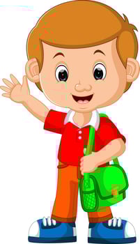Boy with backpacks cartoon vector
