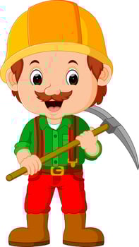 miners posing with a pickaxe vector