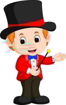 Boy Magician cartoon vector