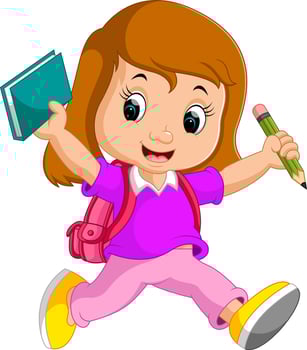 Cute girl go to school cartoon vector