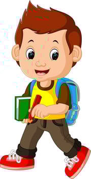 Cute boy go to school vector
