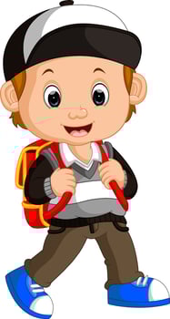 Cute boy go to school vector