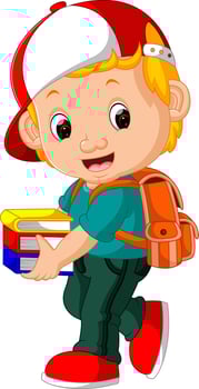Cute boy go to school vector