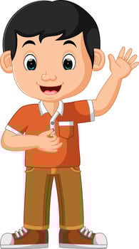 Cute boy waving cartoon vector