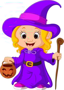 Cute young witch vector