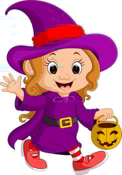 Cute young witch vector