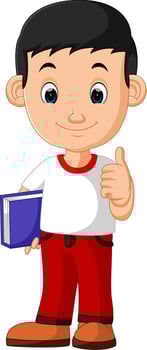 kids boy carrying book cartoon vector