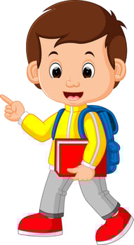 Cute boy go to school vector