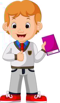 kids boy carrying book cartoon vector