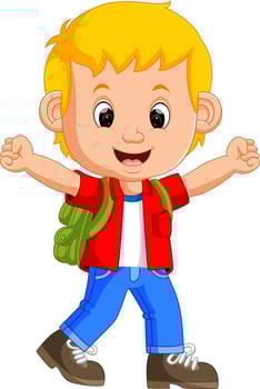 Cute boy go to school vector