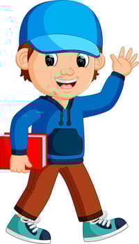 kids boy carrying book cartoon vector