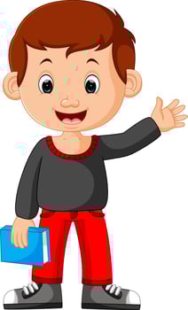 kids boy carrying book cartoon vector
