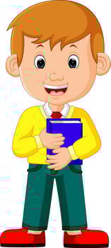 kids boy carrying book cartoon vector