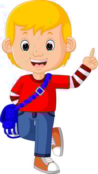 Boy with backpacks cartoon vector