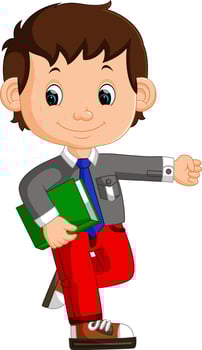 kids boy carrying book cartoon vector