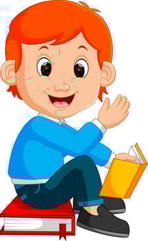 kids boy reading book vector